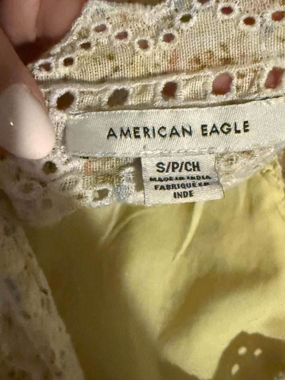 American Eagle Yellow Floral Layered Lace Boho Mini Dress - Picture 8 of 11